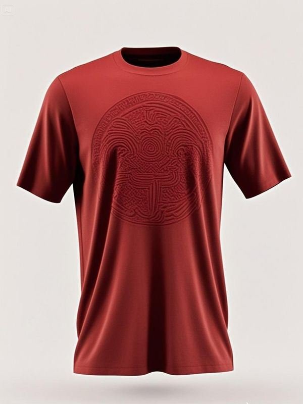 紅色中國圖案T恤